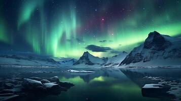 AI generated Northern Lights Sky Background photo