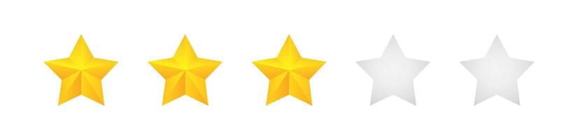 Rating stars vector web signs. 3 Stars yellow isolated on white background