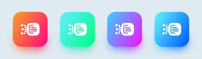 Learning solid icon in square gradient colors. Artificial signs vector illustratrion.