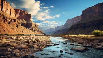 AI generated River Canyon Landscape Background photo