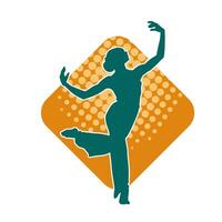 Silhouette of a female ballet dancer in action pose. Silhouette of a ballerina girl dancing pose. vector