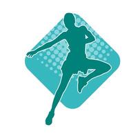 Silhouette of a female dancer in action pose. Silhouette of a woman dancing happily. vector