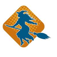 Silhouette of a female witch  ride broom vector