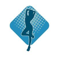 Silhouette of a slim female in dance pose. Silhouette of a woman dancing. vector