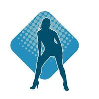 Silhouette of a young slim female model in tight outfit. Silhouette of a slim woman in feminine pose. vector