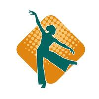 Silhouette of a female ballet dancer in action pose. Silhouette of a ballerina girl dancing pose. vector