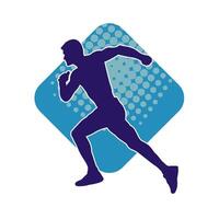 Silhouette of a sporty man in running pose. Silhouette of a male run pose. vector