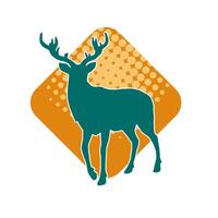 Silhouette of a deer wild forest animal with antlers. vector