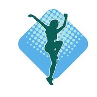 Silhouette of a casual female in a dancing pose. Silhouette of a dancer woman in action pose. vector