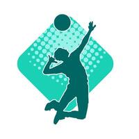 Silhouette of a male volley athlete in action pose. Silhouette of a man playing volley ball sport. vector
