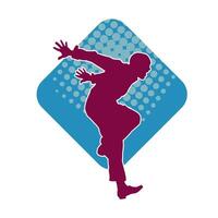 Silhouette of a slim man dancing pose. Silhouette of a male dancer in action pose. vector