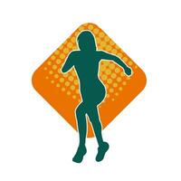 Silhouette of a sporty woman in running pose. Silhouette of a female run pose. vector