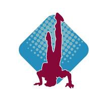 Silhouette of a male dancer doing hand stand pose. Silhouette of a man dancing pose. vector