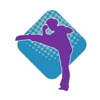 Silhouette of a male doing martial art kick pose. Silhouette of a martial art male doing kicking pose. vector