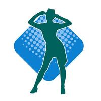 Silhouette of a female dancer in action pose. Silhouette of a woman dancing happily. vector