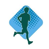 Silhouette of a sporty man in running pose. Silhouette of a male run pose. vector