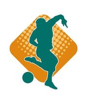 Silhouette of a male soccer player kicking a ball. Silhouette of a football player in action pose. vector