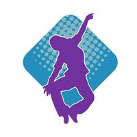 Silhouette of a female dancer in action pose. Silhouette of a slim woman in dancing pose. vector