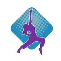 Silhouette of a female dancer in action pose. Silhouette of a slim woman in dancing pose. vector