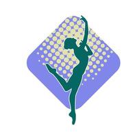 Silhouette of a female ballet dancer in action pose. Silhouette of a ballerina girl dancing pose. vector