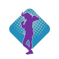 Silhouette of a female dancer in action pose. Silhouette of a slim woman in dancing pose. vector