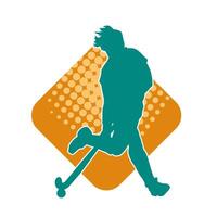 silueta de hembra campo hockey atleta en acción. silueta de un mujer jugando campo hockey deporte. vector