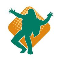 Silhouette of a slim female in dance pose. Silhouette of a woman dancing. vector