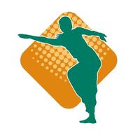 Silhouette of a slim female in dance pose. Silhouette of a woman dancing. vector