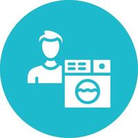 Man Doing Laundry Vector Icon