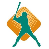 silueta de un masculino béisbol masa jugador en acción pose. silueta de un hombre atleta jugando béisbol deporte como un masa. vector