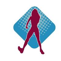 Silhouette of a female dancer in action pose. Silhouette of a slim woman in dancing pose. vector