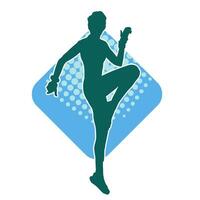 Silhouette of a casual female in a dancing pose. Silhouette of a dancer woman in action pose. vector