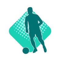 Silhouette of a male soccer player kicking a ball. Silhouette of a football player in action pose. vector