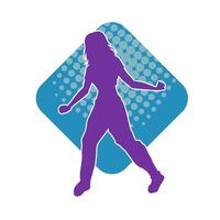 Silhouette of a female dancer in action pose. Silhouette of a slim woman in dancing pose. vector