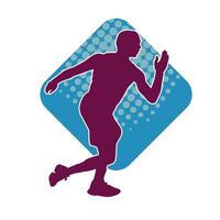 Silhouette of a sporty man in running pose. Silhouette of a male run pose. vector