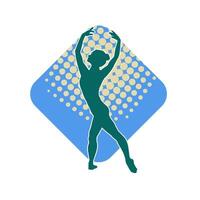 Silhouette of a female ballet dancer in action pose. Silhouette of a ballerina girl dancing pose. vector