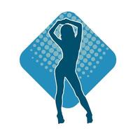 Silhouette of a young slim female model in tight outfit. Silhouette of a slim woman in feminine pose. vector