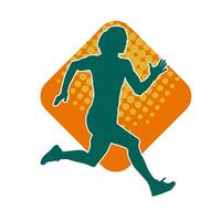 Silhouette of a sporty woman in running pose. Silhouette of a female run pose. vector