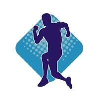 Silhouette of a sporty man in running pose. Silhouette of a male run pose. vector