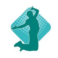 Silhouette of a slim man dancing pose. Silhouette of a male dancer in action pose. vector