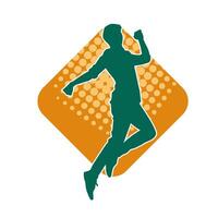 Silhouette of a male dancer in action pose. Silhouette of a slim man in dancing pose. vector