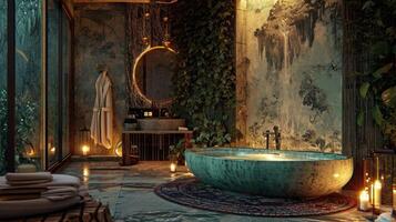 AI generated Luxurious Bathroom Oasis - Indulging in Tranquility and Self-Care photo