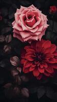 AI generated two roses are shown in front of each other photo