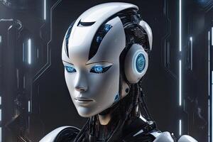 AI generated Digital Graphic AI Artificial Intelligence Robot Head Futuristic by AI Generative photo