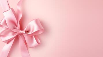 AI generated pale pink background with pink ribbon with place for text photo