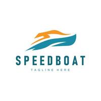 Speed boat logo design, illustration of a sports boat template, simple modern fast boat brand vector