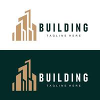 Modern City Building Logo Design, Luxurious and Simple Urban Architecture vector