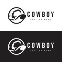 Cowboy hat logo vector hat illustration line texas rodeo cowboy template design
