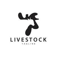 Cow Logo, Cattle Farm Vector, Silhouette Simple Minimalist Design Illustration, Symbol Template vector