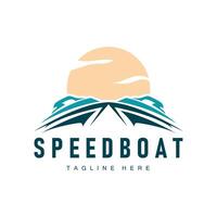 Speed boat logo design, illustration of a sports boat template, simple modern fast boat brand vector